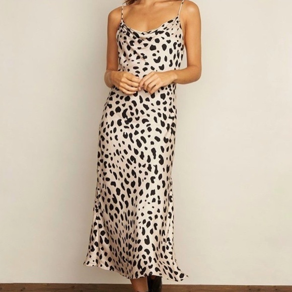 Spotted Midi Slip Dress